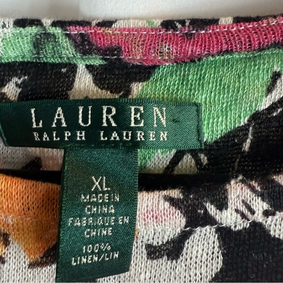 Lauren Ralph Lauren Floral Linen Top Long Sleeve Lightweight Plus Size: XL - Picture 6 of 10